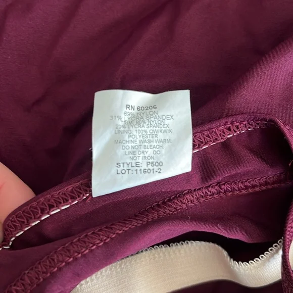 Cross Over Neck Leotard, Color Merlot, Style P500 Premiere Collection Size M - Picture 6 of 6